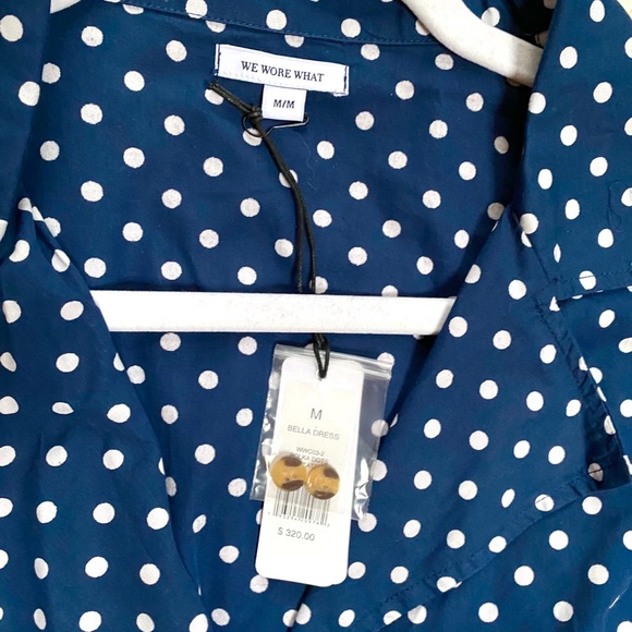 WE WORE WHAT — Vintage Inspired Navy Polka Dot Dress - Picture 7 of 8